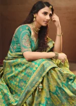 Lime Green Banarasi Saree