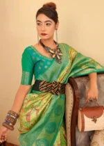 Lime Green Kanjivaram Saree