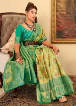 Lime Green Kanjivaram Saree