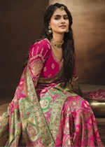 Magenta Pink Banarasi Saree