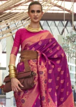 Magenta Pink Banarasi Saree