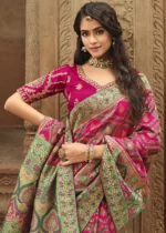 Magenta Pink Banarasi Saree