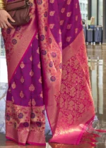 Magenta Pink Banarasi Saree