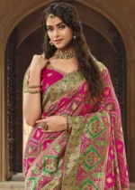 Magenta Pink Banarasi Saree