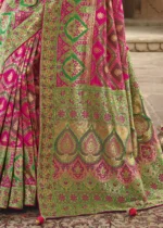 Magenta Pink Banarasi Saree