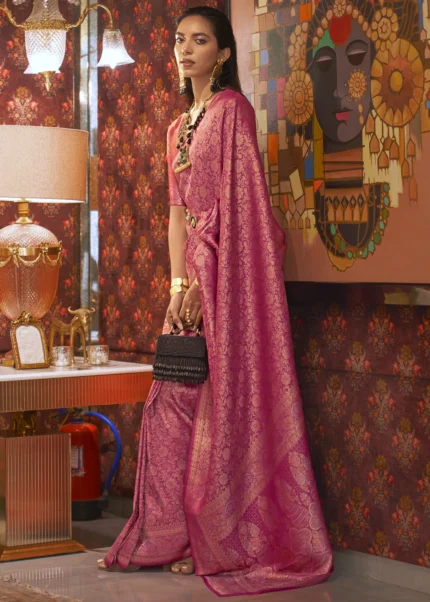 Magenta Pink Kanjivaram Saree