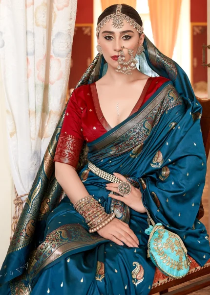 Mallard Blue Banarasi Saree