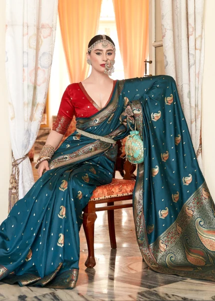 Mallard Blue Banarasi Saree