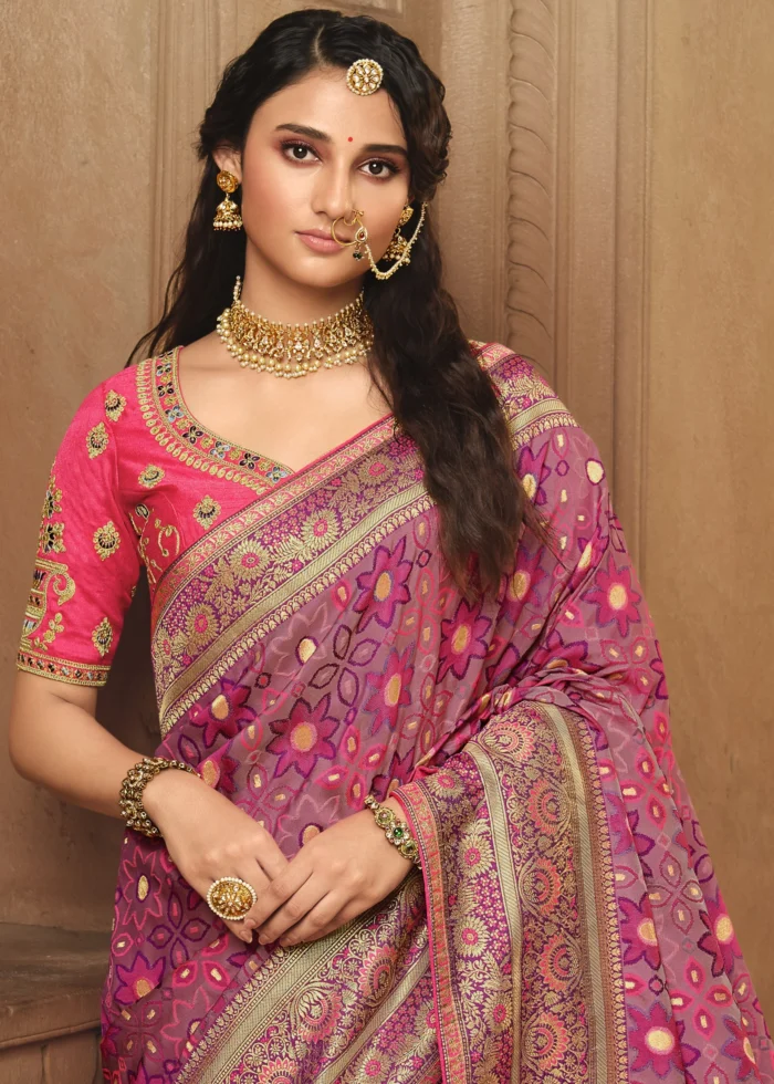 Mauve Purple Banarasi Saree