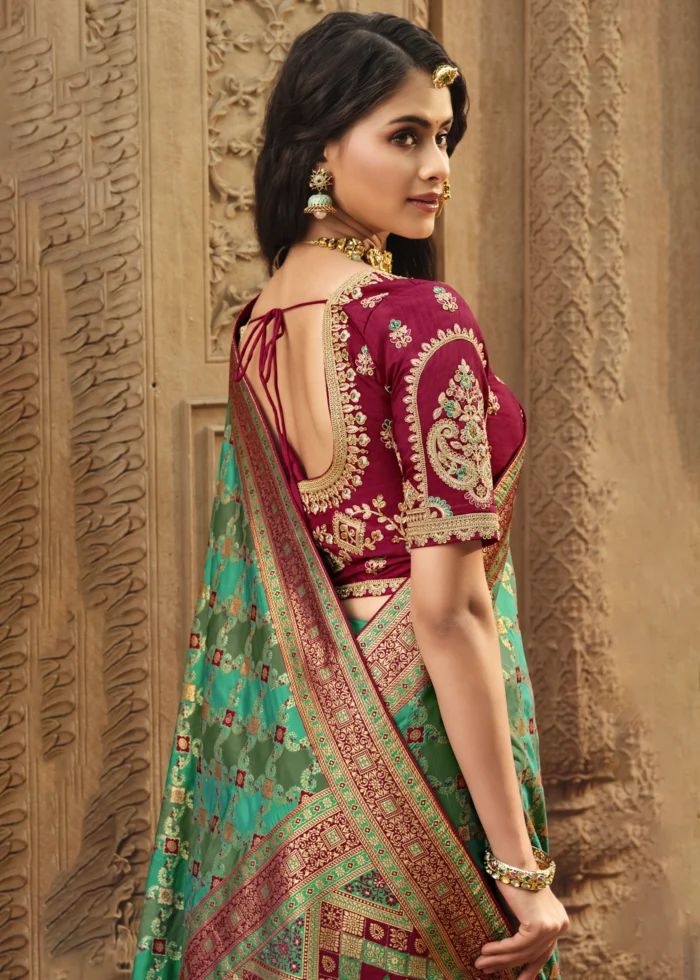 Mint Turquoise Banarasi Saree