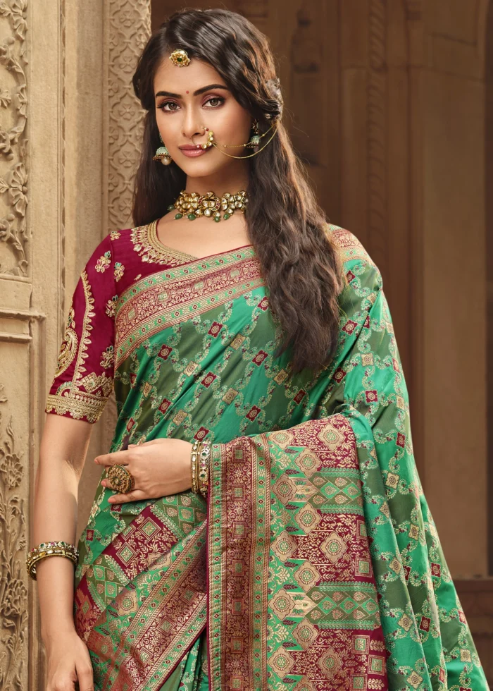 Mint Turquoise Banarasi Saree