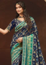 Navy Blue Banarasi Saree