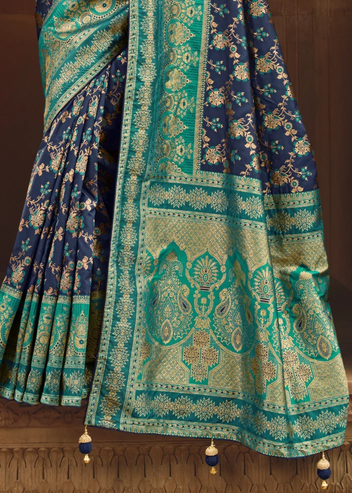 Navy Blue Banarasi Saree