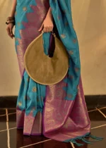 Ocean Blue Banarasi Saree