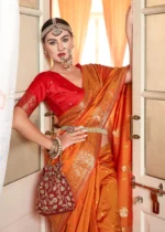 Orange Banarasi Saree