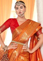 Orange Banarasi Saree