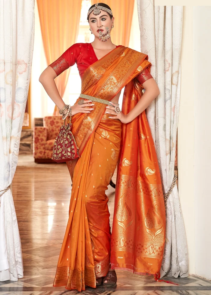 Orange Banarasi Saree