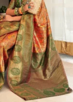 Orange & Green Kanjivaram Saree