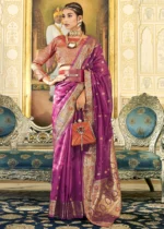 Orchid Purple Banarasi Organza Saree