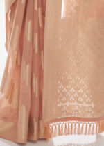 Peach Organza Silk Saree