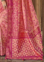 Peachy Pink Banarasi Saree