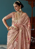 Pink Floral Print Saree