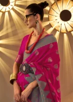 Raspberry Pink Banarasi Saree