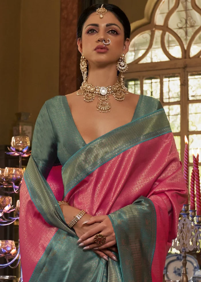 Raspberry Pink Kanjivaram Saree