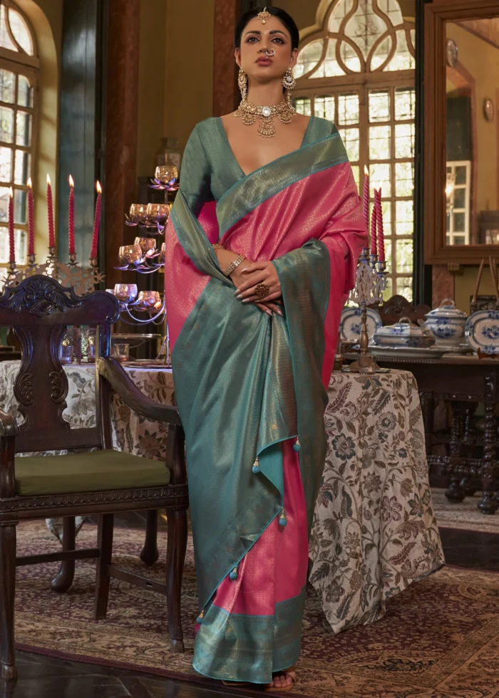 Raspberry Pink Kanjivaram Saree