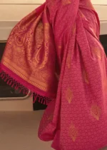 Raspberry Pink Satin Silk Saree