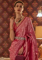 Ruby Pink Kanjivaram Saree