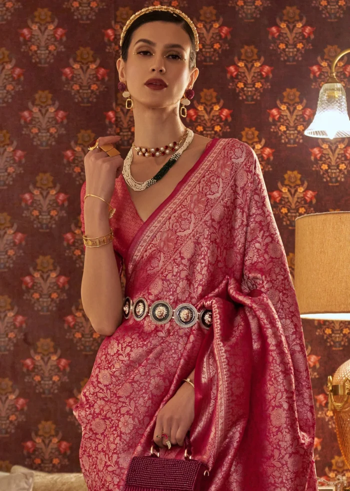 Ruby Pink Kanjivaram Saree