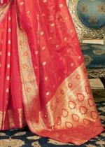 Scarlet Red Banarasi Organza Saree