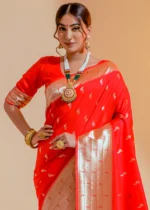 Scarlet Red Paithani Silk Saree