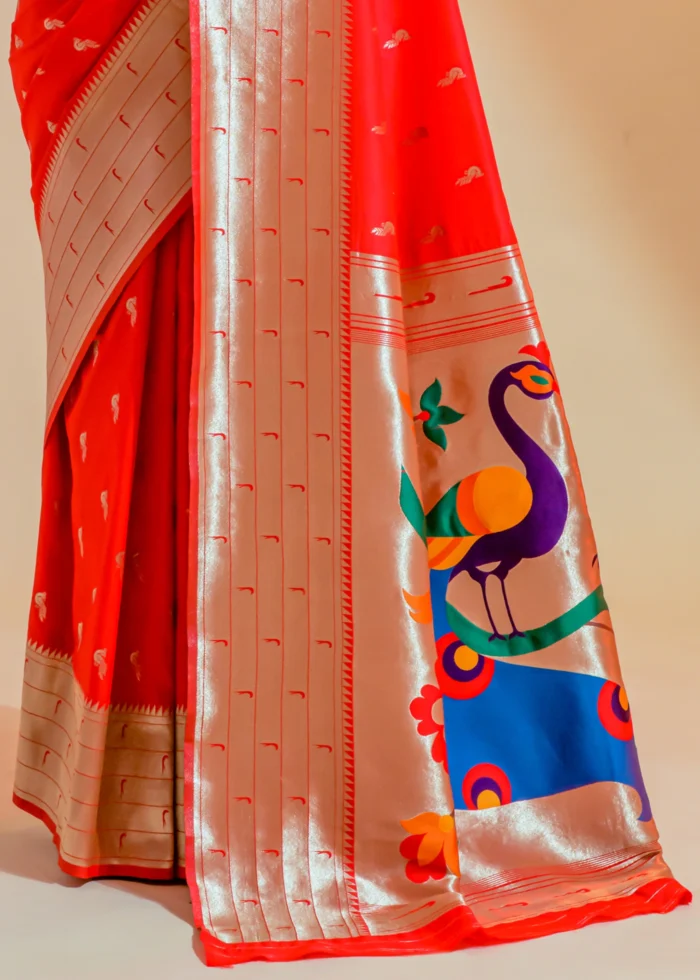 Scarlet Red Paithani Silk Saree