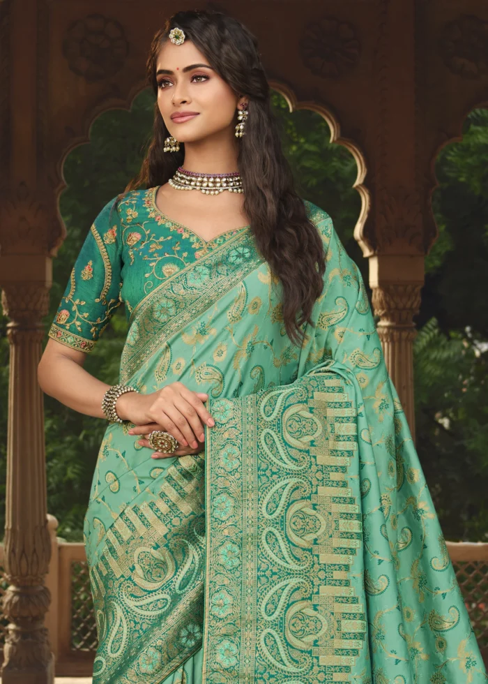 Sea Green Banarasi Saree