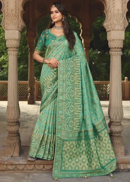 Sea Green Banarasi Saree