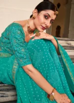 Sea Green Georgette Bandhani Saree