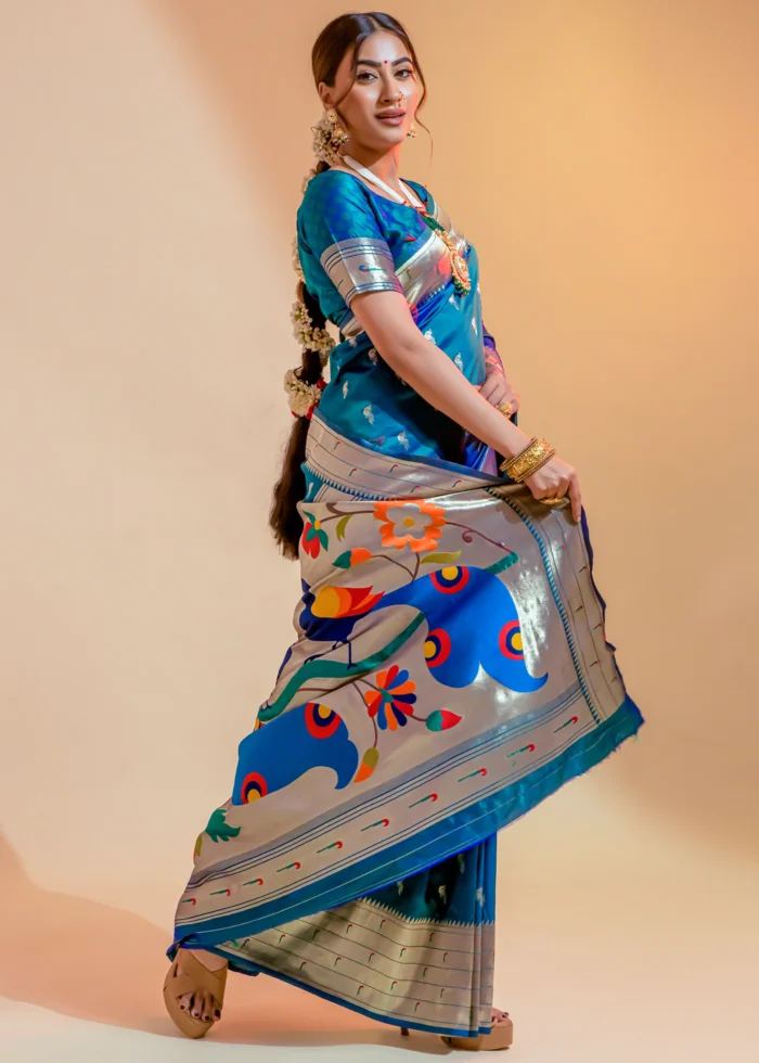 Sky Blue Paithani Silk Saree