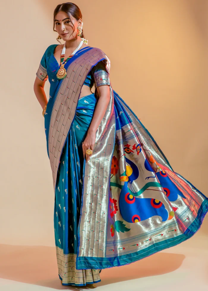 Sky Blue Paithani Silk Saree