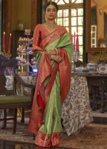 Slime Green Kanjivaram Saree