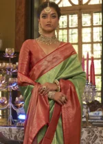 Slime Green Kanjivaram Saree