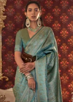 Teal Blue Kanjivaram Saree