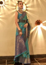 Teal Green Banarasi Saree