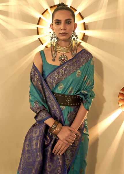 Teal Green Banarasi Saree