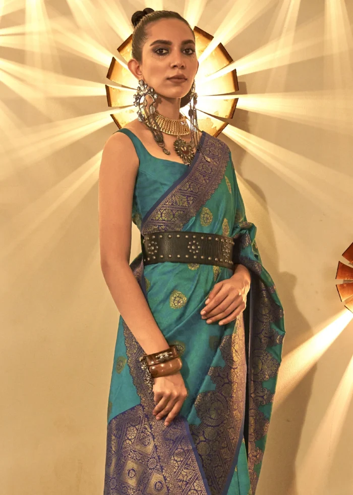 Teal Green Banarasi Saree