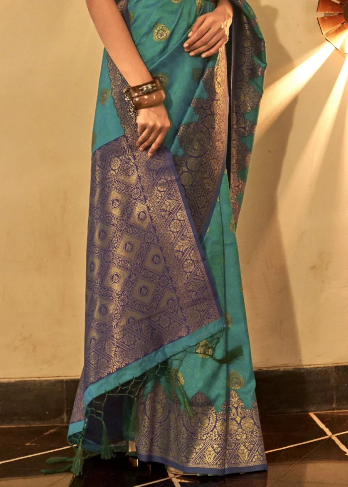 Teal Green Banarasi Saree