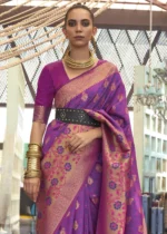 Violet Banarasi Saree