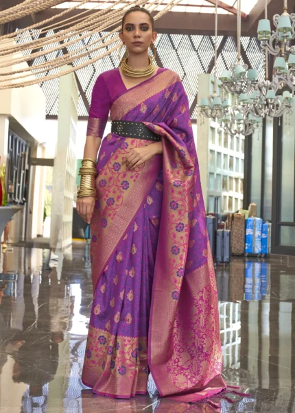 Violet Banarasi Saree