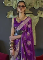 Berry Violet Banarasi Saree